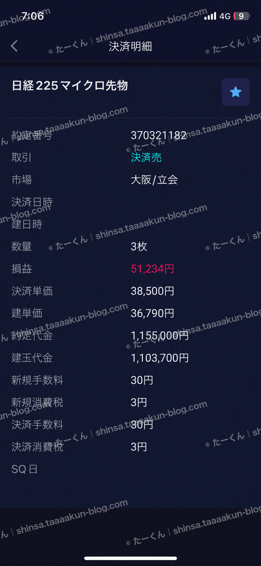 マイクロ3枚の決済明細の報告画像