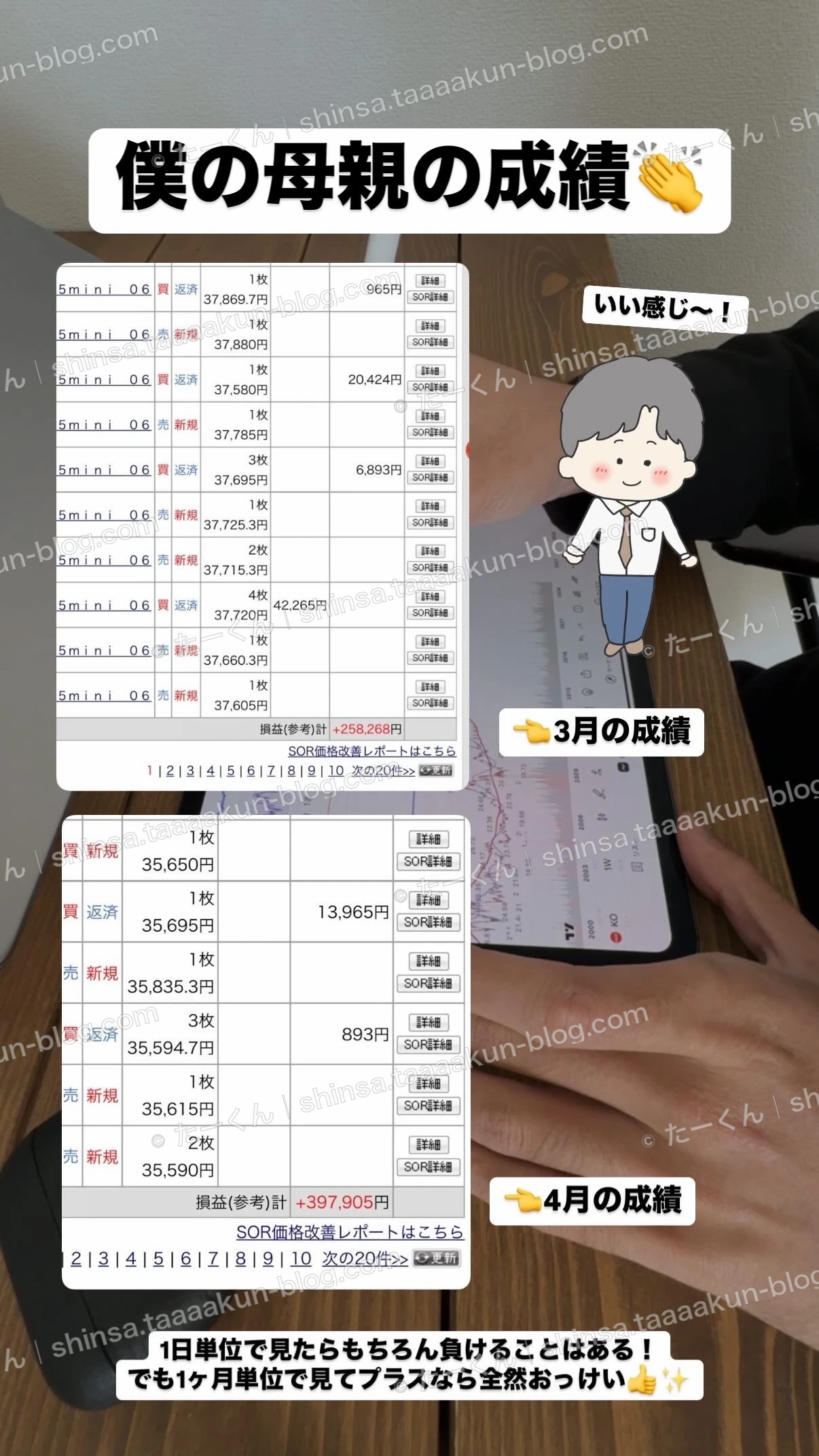 母親の取引実績の画像