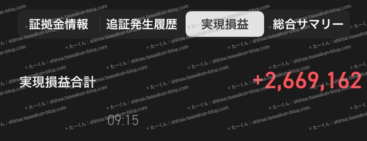 先物取引の実績報告の画像