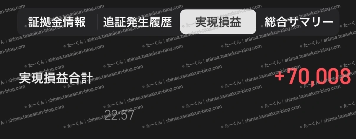 先物取引の実績報告の画像