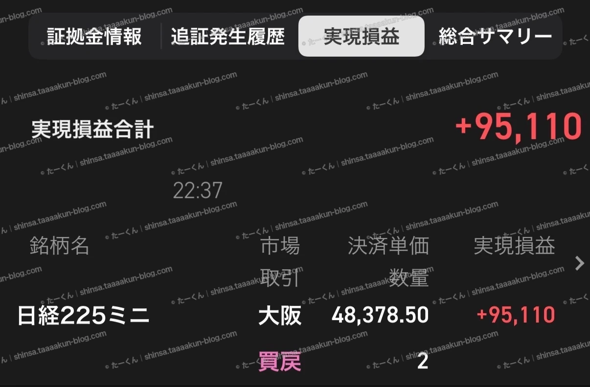 先物取引の実績報告の画像